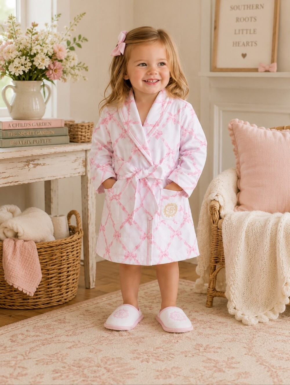 NWT The Beaufort Bonnet Company Blaylock Bath Robe Belle Meade Bow 2T 🎀